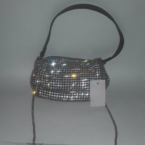 Women's Cocktail/Evening Purse/Hand-Bag Rhinestones Interchangeable Strap Black